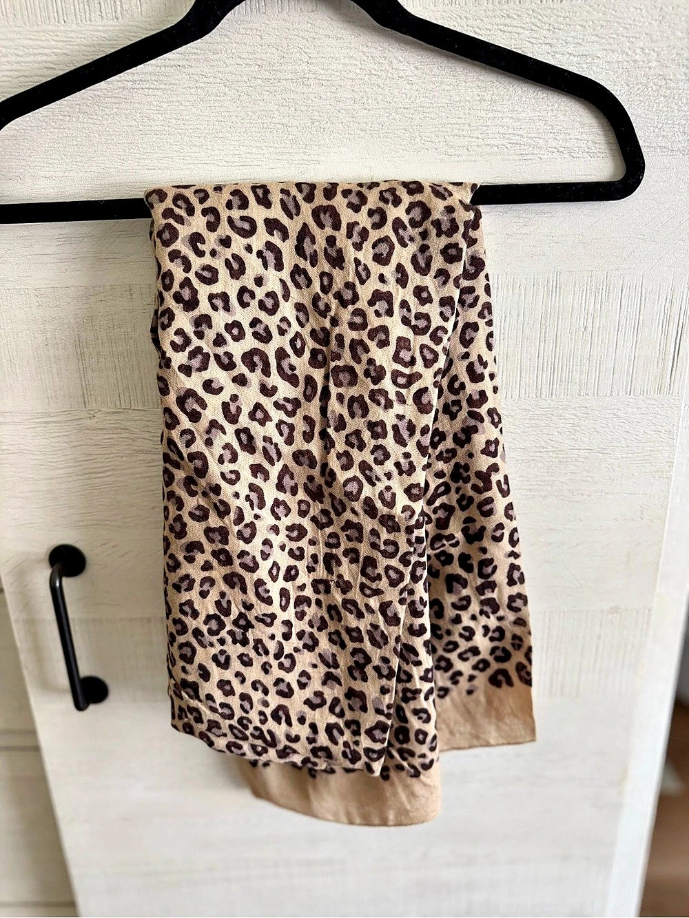 Stella & Dot Leopard Print Scarf in Brown & Cream